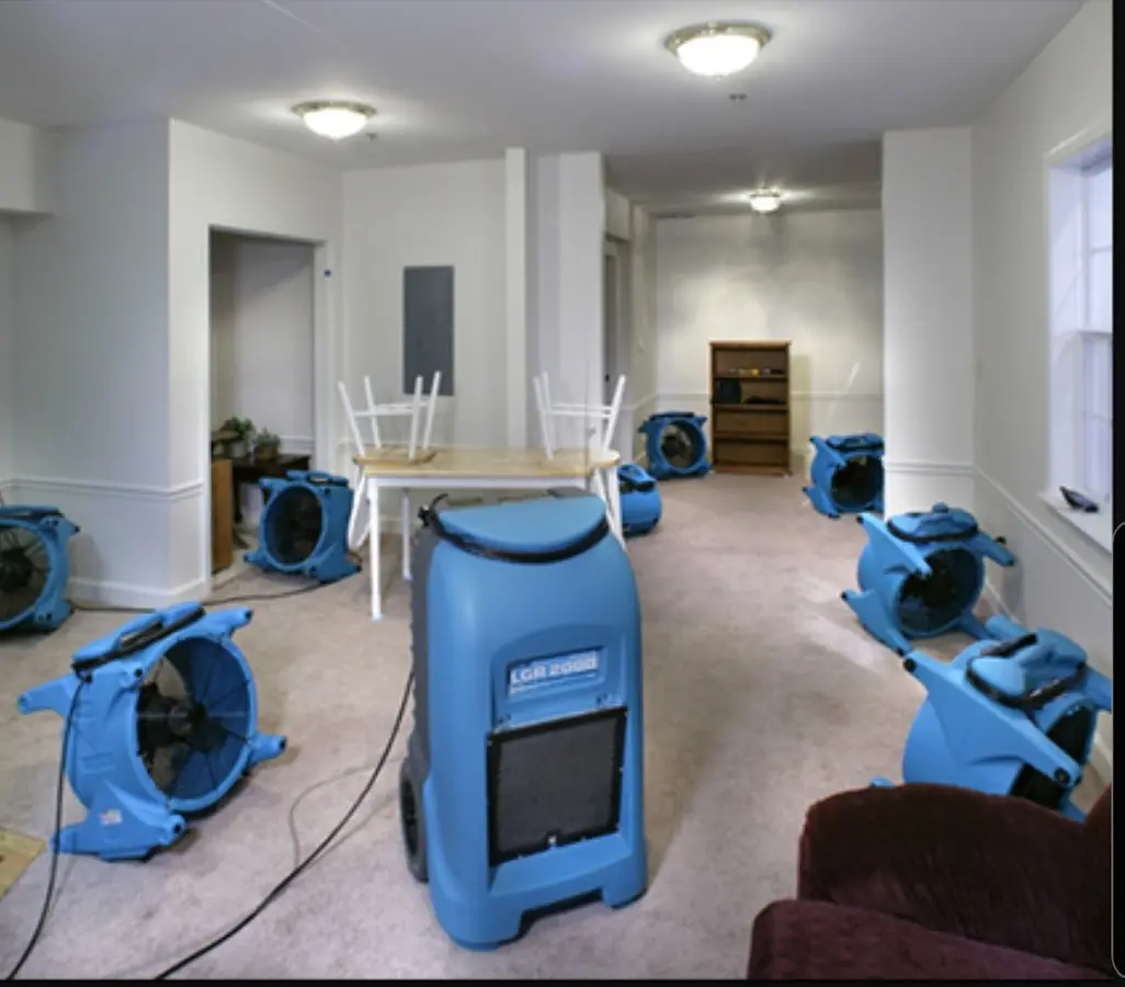 Air movers and dehumidifier setup for Water Extraction & Removal in Harwinton